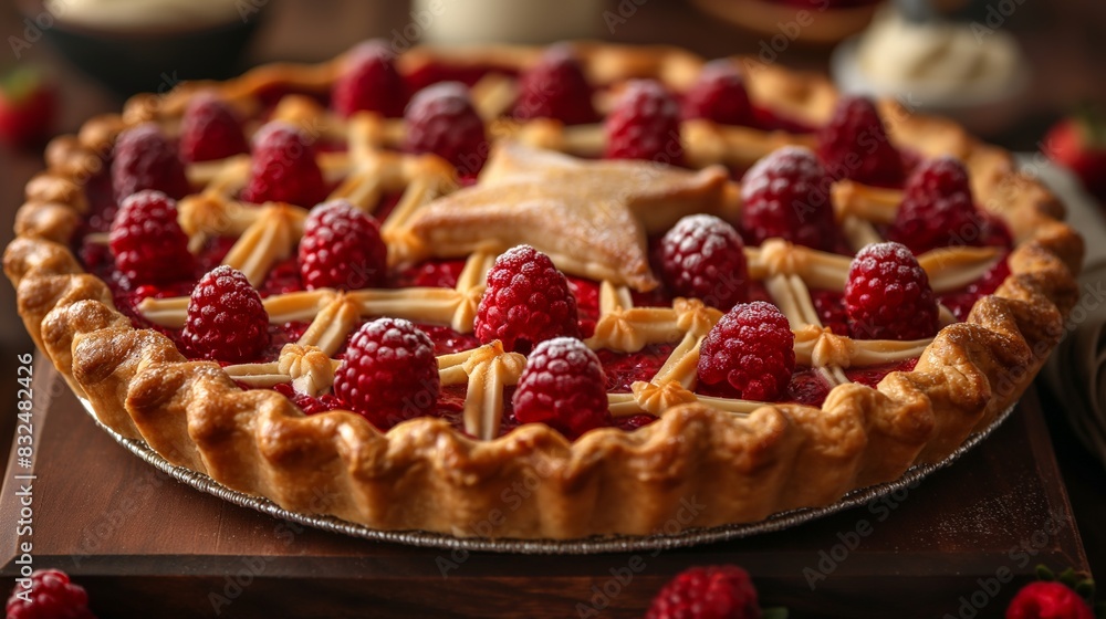 Patriotic Raspberry Pie with Star Decoration Patriotic Raspberry Pie with Star Decoration