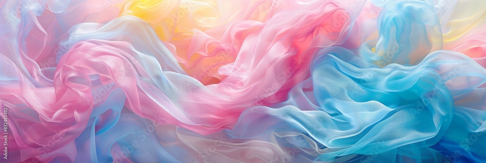Soft pastel silk waves  calming abstract background with ample space for text placement