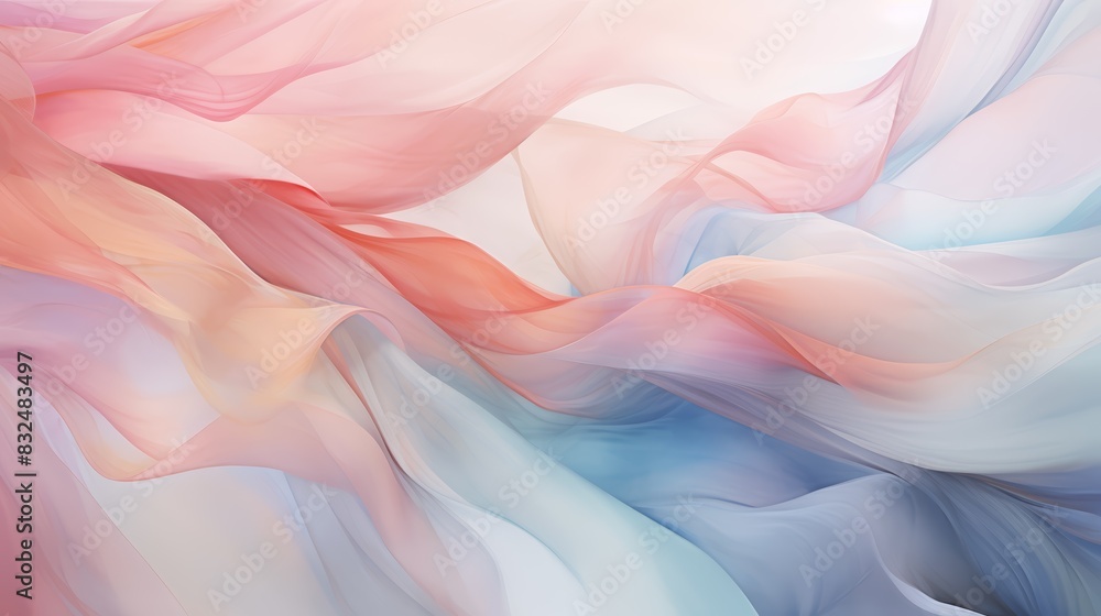 Obraz premium Flowing pastel colors twisting in abstract style, delicate wallpaper, serene blend, muted shades