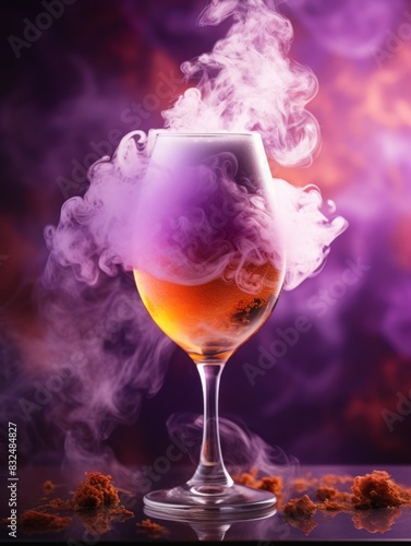 Vibrant Beer: A Te Ku Glass amidst Purple Smoke