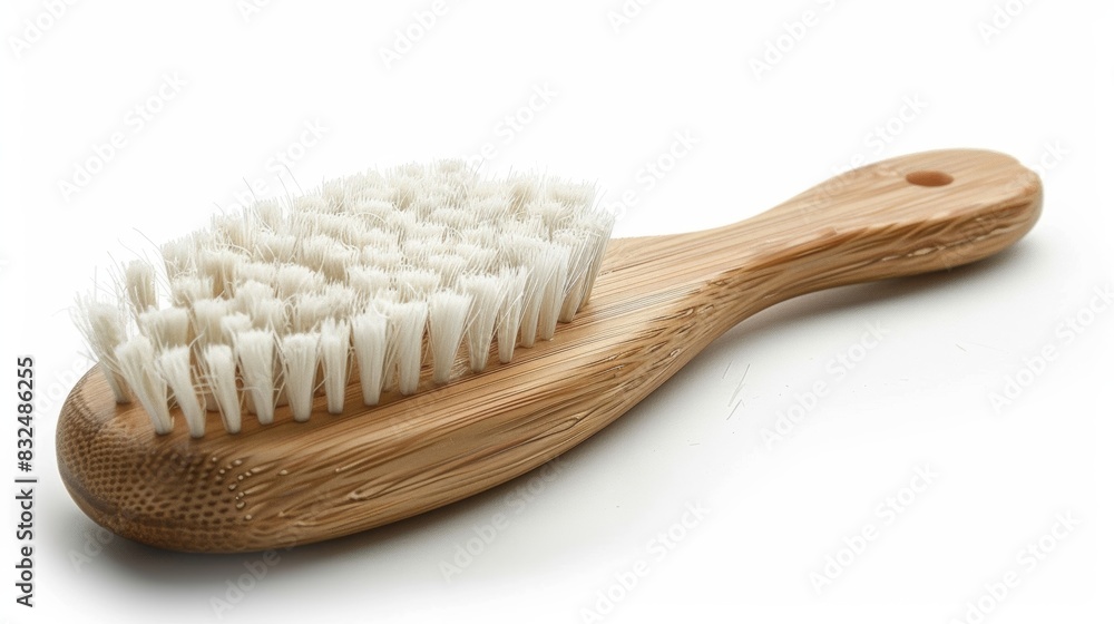 A natural bamboo and coconut fiber grooming brush for pets. A natural bamboo and coconut fiber grooming brush for pets.