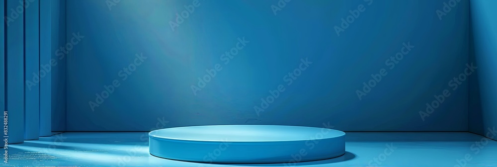 Modern Blue Podium with Round Platform and Cool Lighting Effects Modern Blue Podium with Round Platform and Cool Lighting Effects
