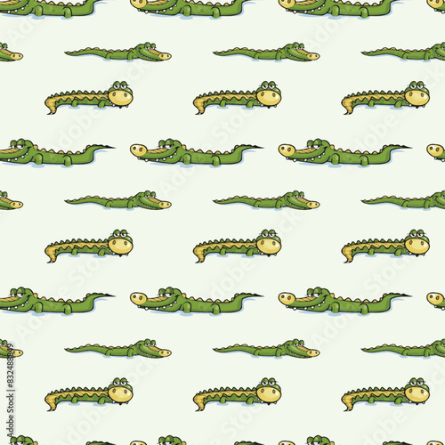 Crocodile cartoon minimal style seamless pattern vector