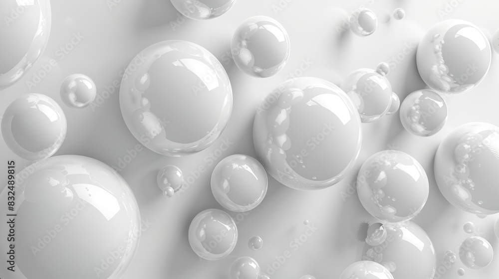 abstract white 3D background with floating spheres creating a sense of depth