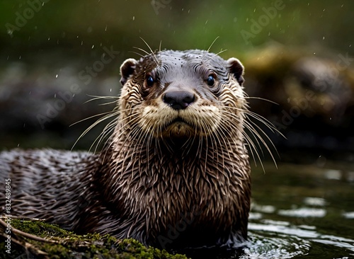 A close-up portrait of a otter animal photo
