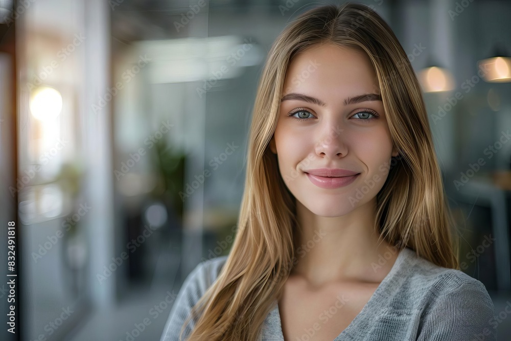 Confident young businesswoman in an office setting Confident young businesswoman in an office setting