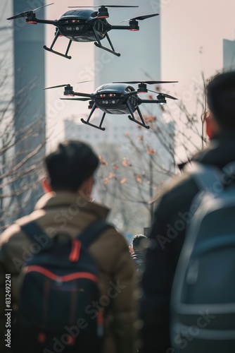 Demonstration of an urban aerial mobility project featuring passenger drones photo