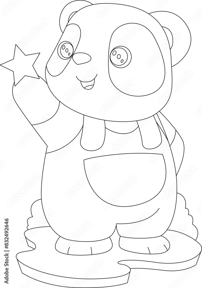 Fototapeta premium Panda Star Animal Vector Graphic Art Illustration