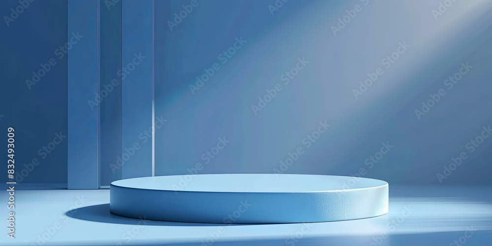 Modern Blue Podium with Round Platform and Cool Lighting Effects Modern Blue Podium with Round Platform and Cool Lighting Effects