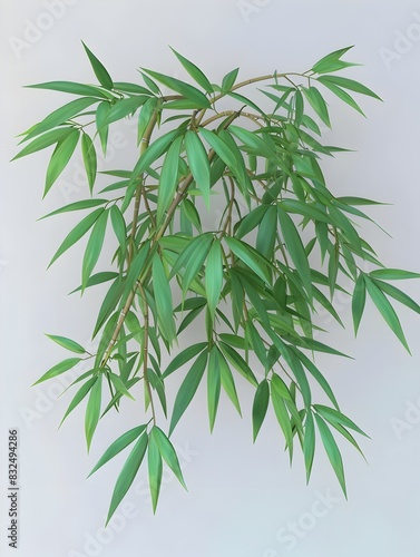 Graceful Bamboo Leaves Cluster A D Rendered of Slender Stems and Vibrant Green Flora