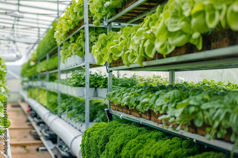 Hightech hydroponic farm with vertical shelves Hightech hydroponic farm with vertical shelves