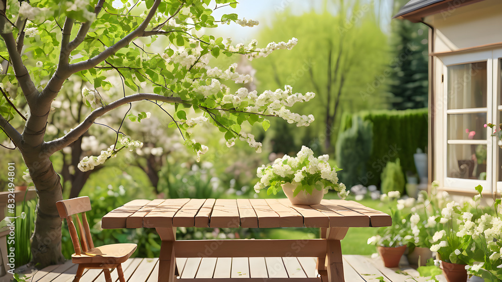 spring background with wooden planks
