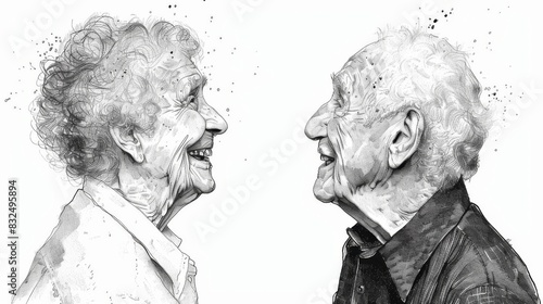 Senior citizens laughing together photo