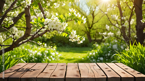spring background with wooden planks