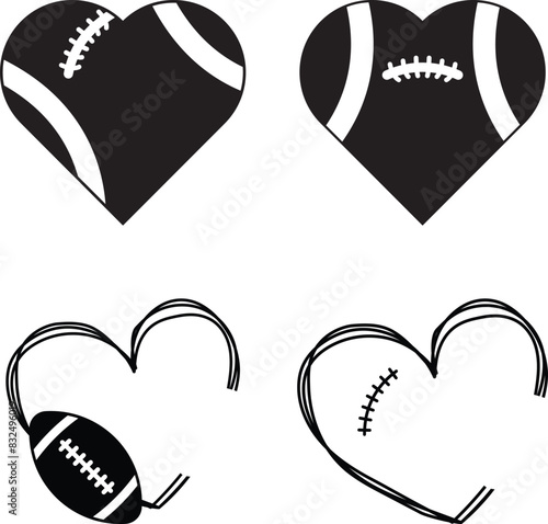 Football heart. Heart with football. Love sport design.
