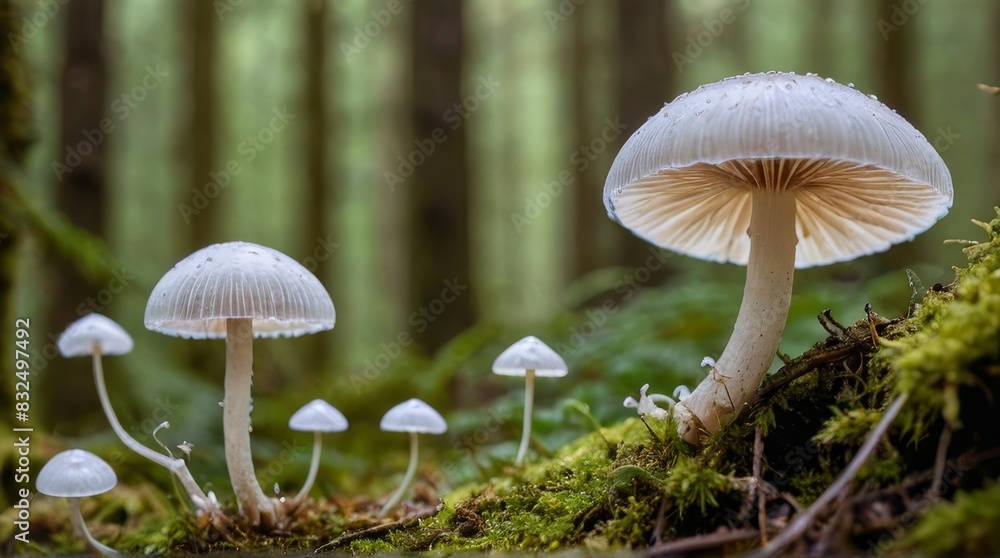 White Mushrooms in the Forest White Mushrooms in the Forest
