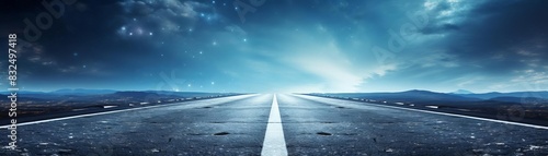 Smooth black asphalt road stretching into the distance close up, sleek surface, vibrant, double exposure, clear sky backdrop