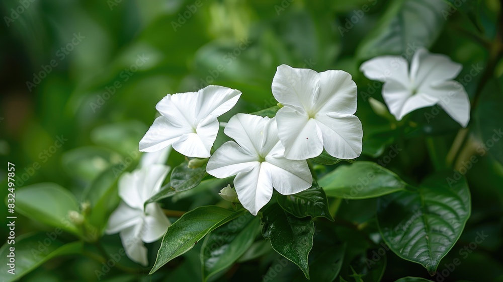 The white periwinkle flowers bloom magnificently The white periwinkle flowers bloom magnificently