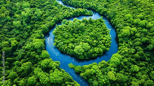 lush green forests and winding rivers seen from above aerial nature landscape photography