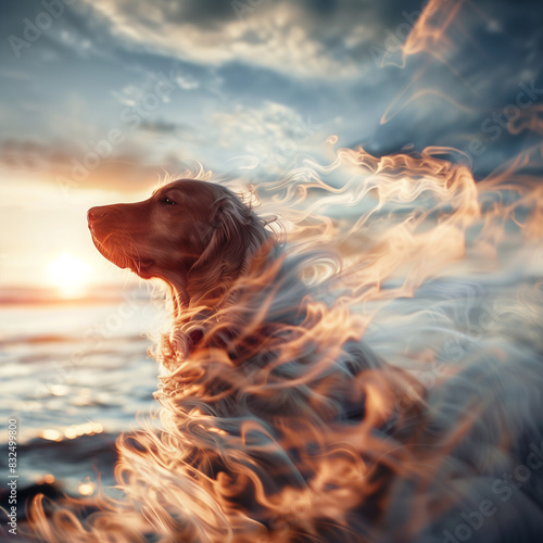 dog on the beach with inspiration photo