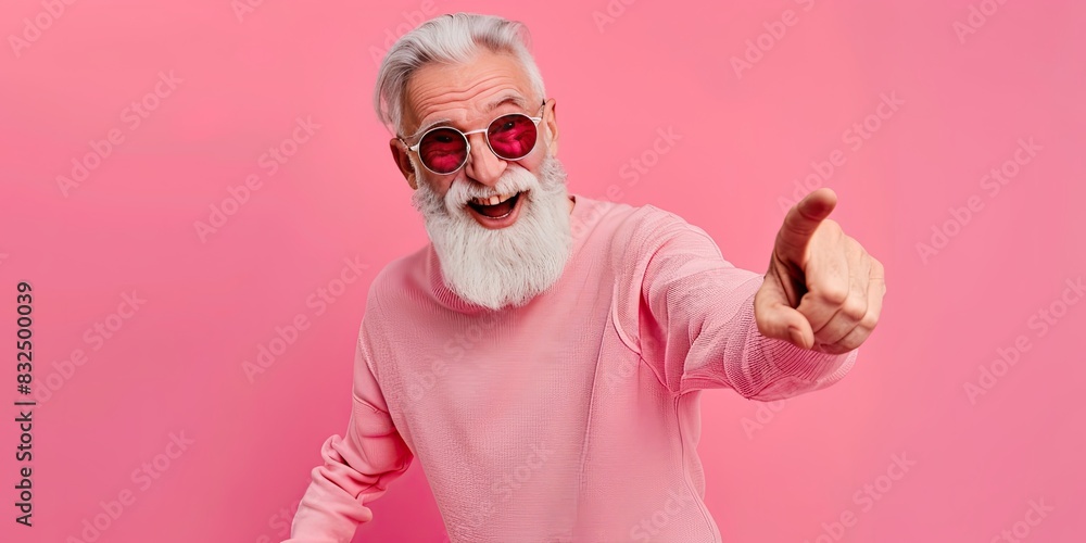 Cool Older Man in Pink Background Cool Older Man in Pink Background