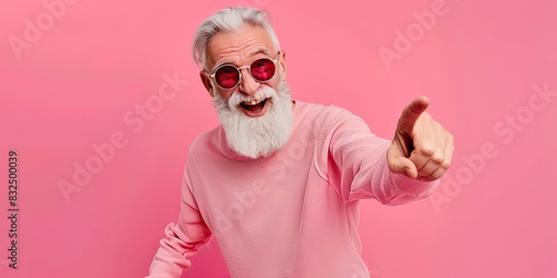 Cool Older Man in Pink Background
