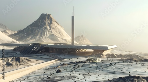 Futuristic Solar Power Facility in Dystopian Desert Landscape