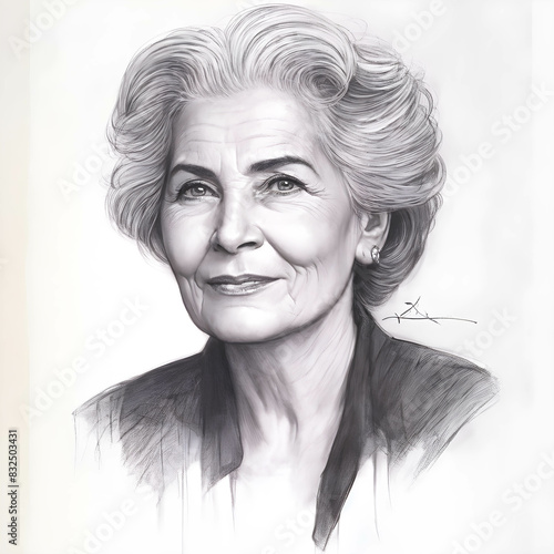 A charcoal sketch detailing a woman in old age.