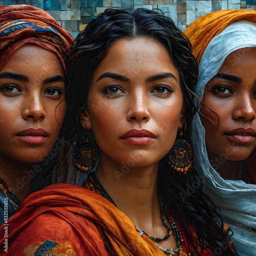 Close-up of diverse female faces