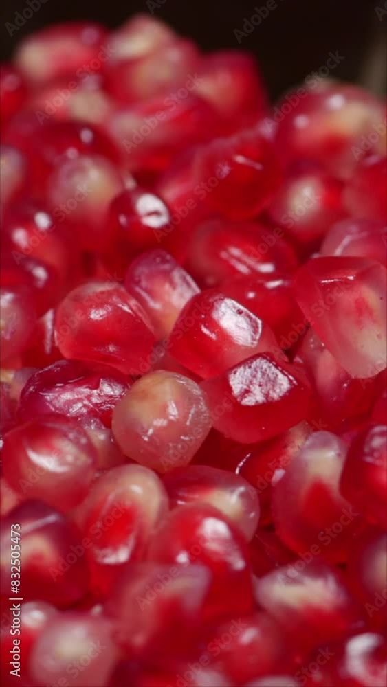 Rotating Pomegranate Seeds. Top View. Vertical. Rotating Pomegranate Seeds. Top View. Vertical.