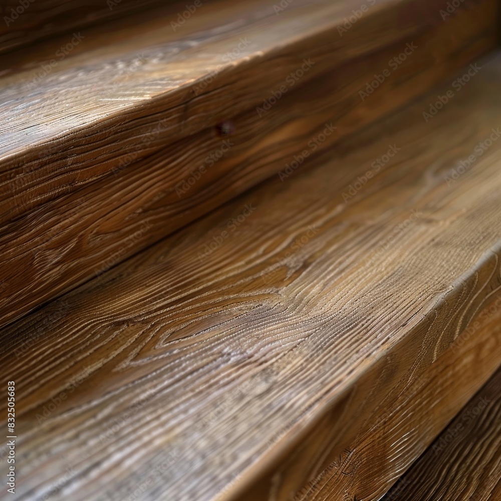 Fototapeta premium Close up capture showcasing intricate design of beautiful brown wooden staircase