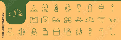 hiking outdoor line icon vector designs