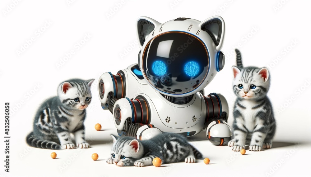 Fototapeta premium AI Robot Mimicking Kitten Behavior