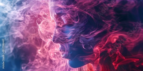 Person overwhelmed by racing thoughts and suffocating sensations depicting anxietys intensity. Concept Mental Health, Anxiety, Overwhelmed, Stress, Coping Strategies photo