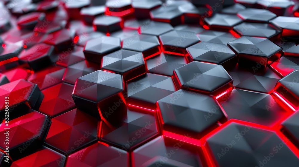 red hexagon tech background abstract futuristic surface with hexagonal ...