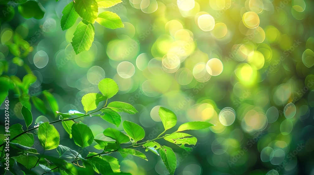 refreshing green leaves with sparkling bokeh effect lush nature background vivid spring or summer vibe light abstract refreshing green leaves with sparkling bokeh effect lush nature background vivid spring or summer vibe light abstract