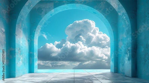 Surreal Sky View Through Abstract Archway