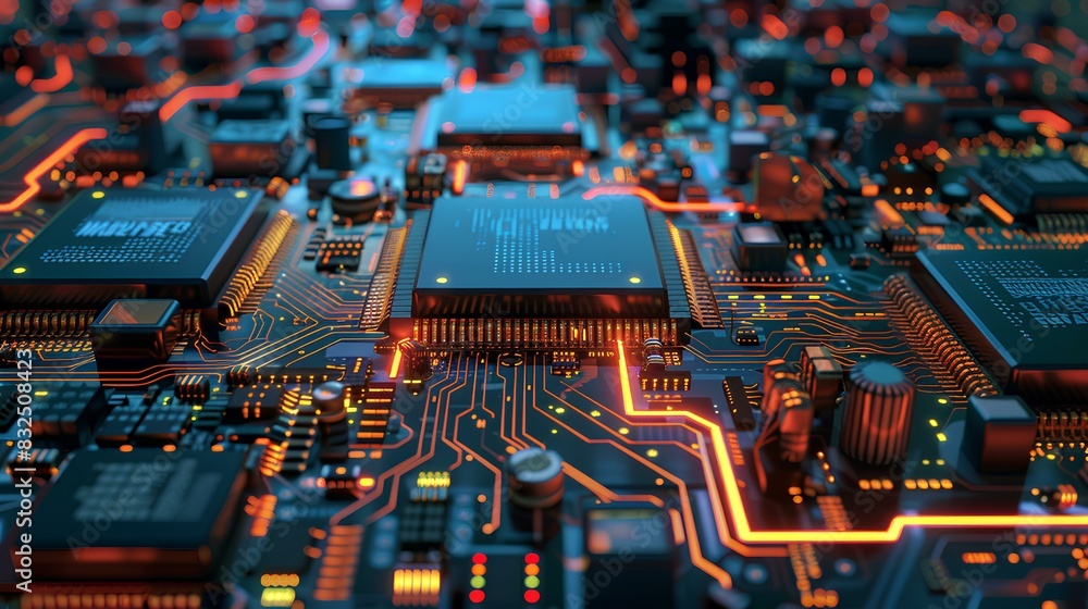 Obraz premium Assembling electronic devices and components