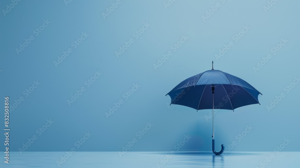 The blue open umbrella