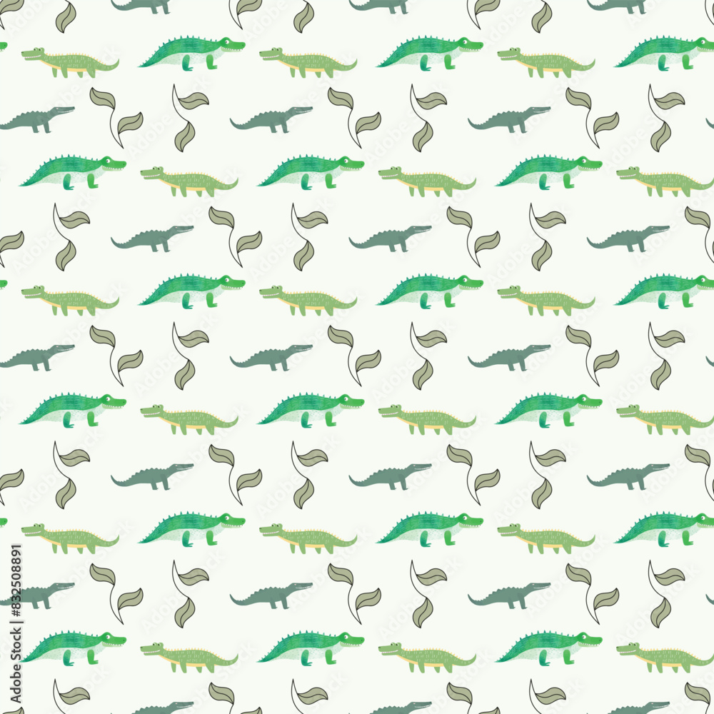 Crocodile Repeat Seamless-Pattern-Design