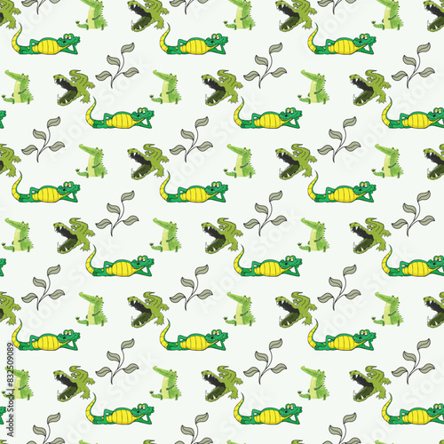 Crocodiles   Alligators Reptiles Seamless-Pattern-Design