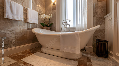Modern Bathroom Interior with Shower and Bathtub