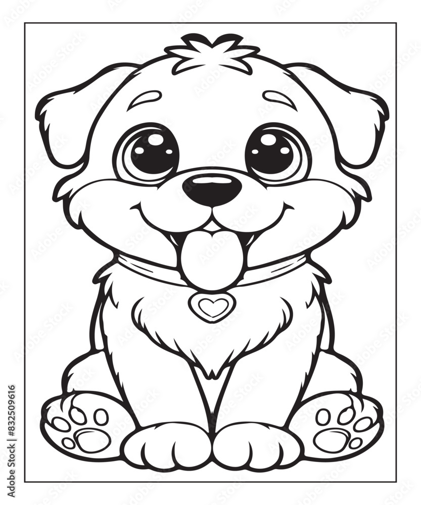 Cute puppy Black and white vector illustration for coloring book Ai generative Cute puppy Black and white vector illustration for coloring book Ai generative