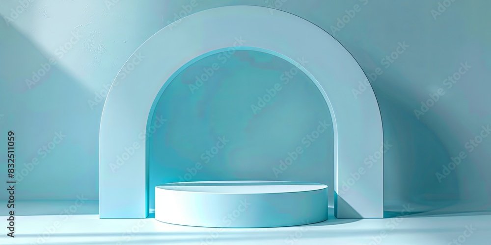 Modern Blue Podium with Round Platform and Cool Lighting Effects Modern Blue Podium with Round Platform and Cool Lighting Effects