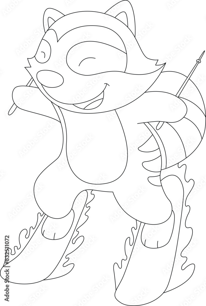 Racoon Skier Ski Animal Vector Graphic Art Illustration Racoon Skier Ski Animal Vector Graphic Art Illustration