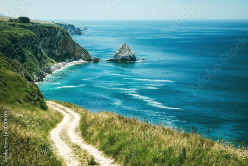 Serene coastal pathway overlooking the ocean