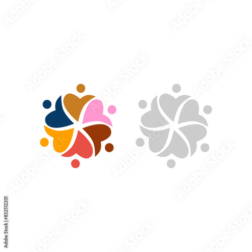 COLORFUL PEOPLE TOGETHER TEAMWORK CROWD UNION COMPANY EMPLOYERS TOGETHER SIGN SYMBOL LOGO