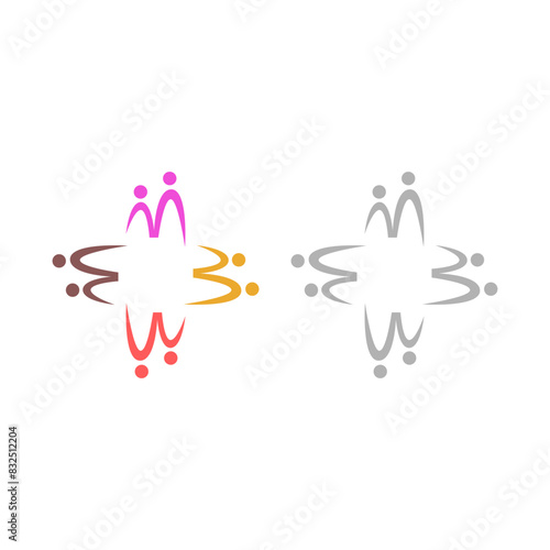 COLORFUL PEOPLE TOGETHER TEAMWORK CROWD UNION COMPANY EMPLOYERS TOGETHER SIGN SYMBOL LOGO