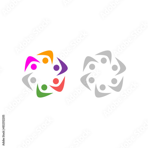 COLORFUL PEOPLE TOGETHER TEAMWORK CROWD UNION COMPANY EMPLOYERS TOGETHER SIGN SYMBOL LOGO