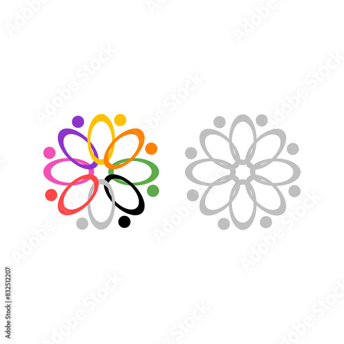 COLORFUL PEOPLE TOGETHER TEAMWORK CROWD UNION COMPANY EMPLOYERS TOGETHER SIGN SYMBOL LOGO